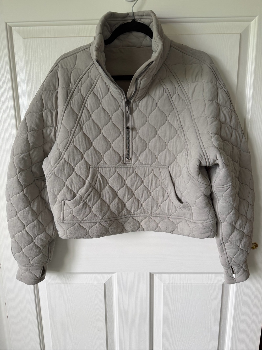 Lululemon Women's Quilted Half-Zip Pullover Jacket - Light Gray